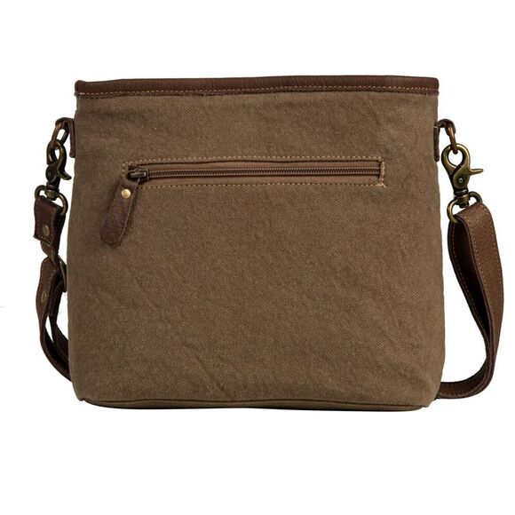 Myra Bag Handmade Patchwork Shoulder Bag Upcycled Canvas & Cowhide Leather - Picture 4 of 15